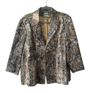 Chico’s Paulette Goldie Jacquard Jacket Women’s 3 XL Blazer Unlined Classic